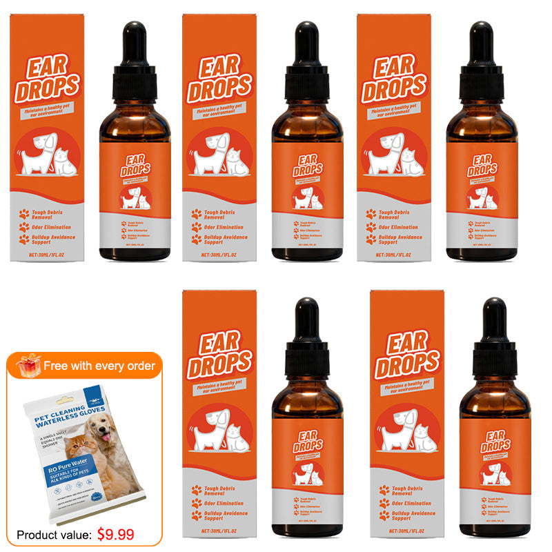 PetAura – Fresh Ear Care Drops – Buy 3 Get 2 Free - 5 PCS | $7.95 each / Free Pet Cleaning Gloves ($9.9 value) with order
