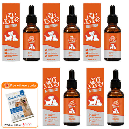 PetAura – Fresh Ear Care Drops – Buy 3 Get 2 Free - 5 PCS | $7.95 each / Free Pet Cleaning Gloves ($9.9 value) with order