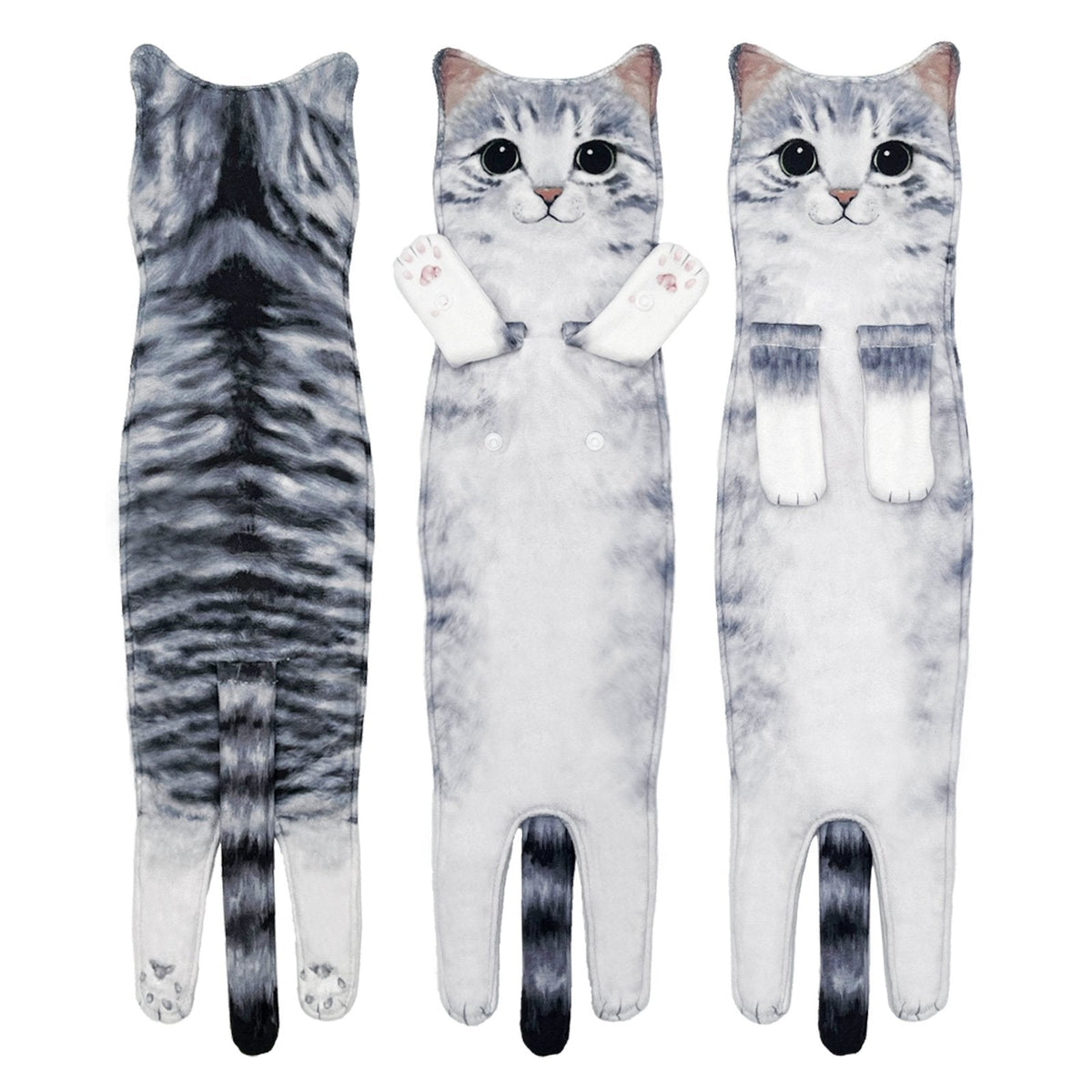 PurrfectlyClean – Humorous Cat Print Hand Towels – Gray Cat