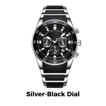 TimeForge – Rugged Men’s Multifunction Watch – Silver-Black Dial
