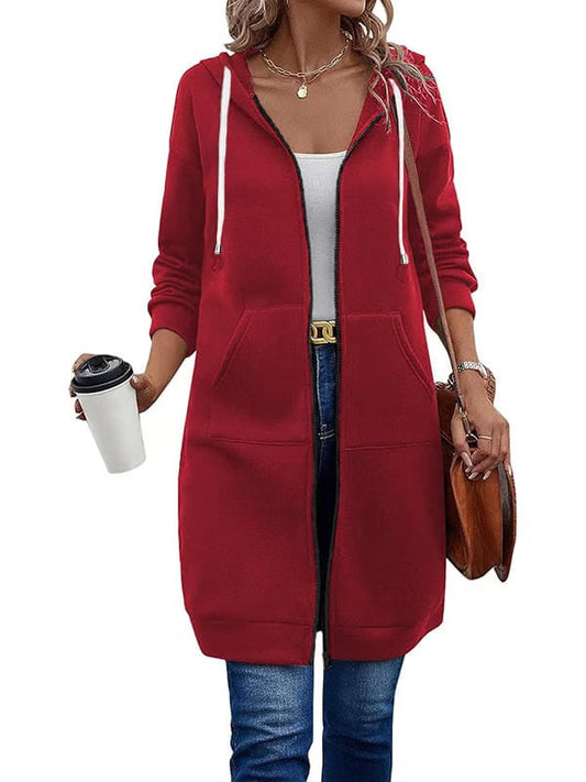 AuraWear – Comfortable Women’s Casual Polyester Hoodie – Red / S