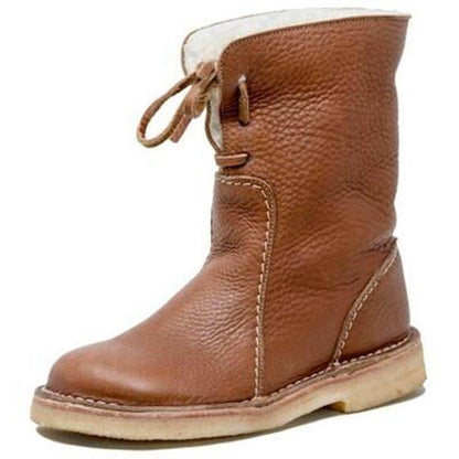 WATERPROOF LEATHER POLAR BOOTS WITH WOOL LINING – Brown / 35