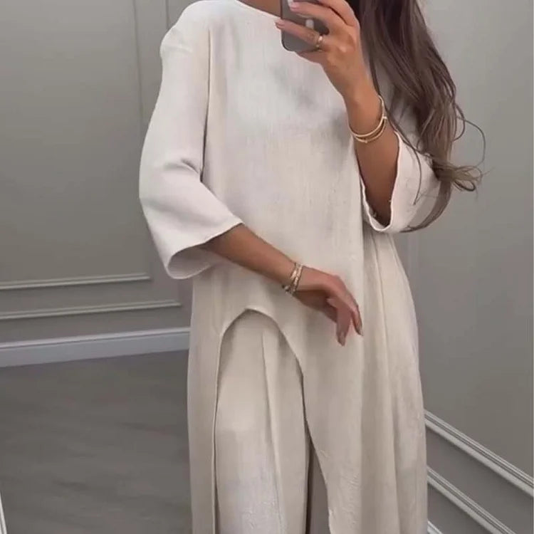 UrbanElegance | Loose Fit Co-Ord Set – White / S-UK 2-4