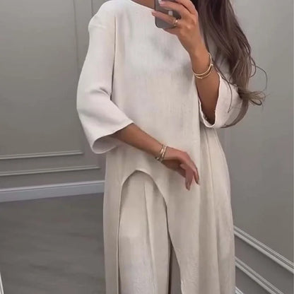 UrbanElegance | Loose Fit Co-Ord Set – White / S-UK 2-4