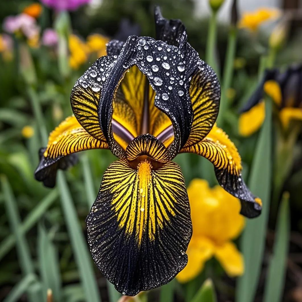 BloomAura – Exotic Tall Bearded Iris Flower – Golden Panther / 2 Iris Rhizomes