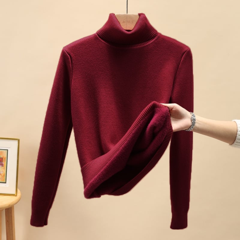 GlowThread – Cozy Turtleneck Pullover Sweater – Red / One size