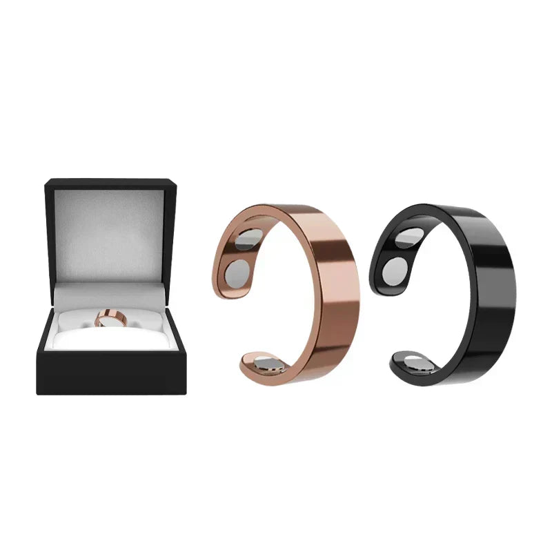 MagnaLuxe – Elegant Stainless Steel Magnetic Ring – Rose gold+Black