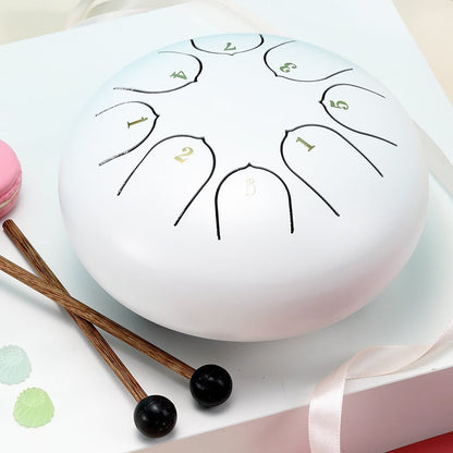 NatureBeat – Outdoor Steel Rain Drum with Finger Picks – White (6'')