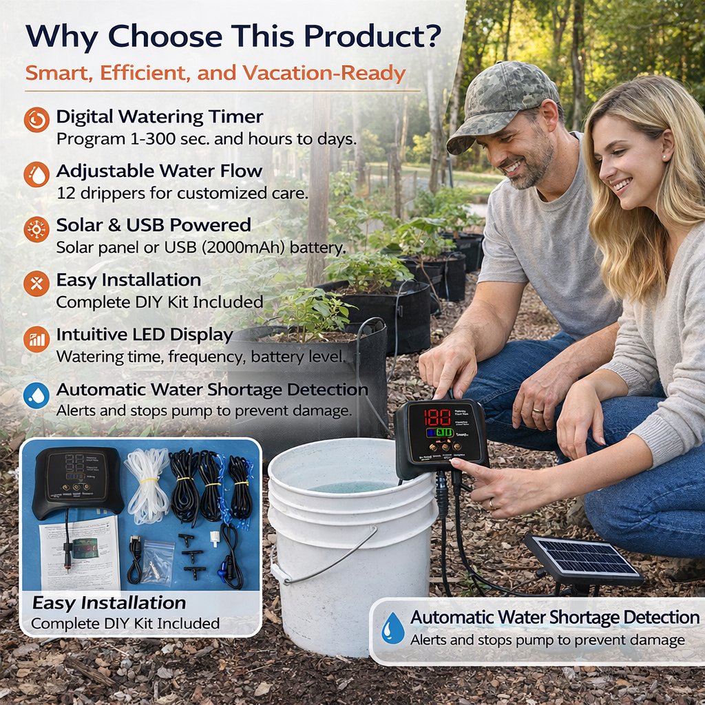 12-Plant Solar Drip Irrigation Kit – Buy 2 Save $10
