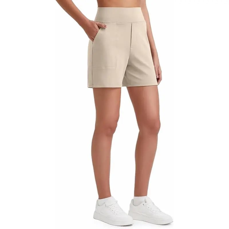 AeroFit – Breathable Summer Athletic Shorts – Light Khaki / XS