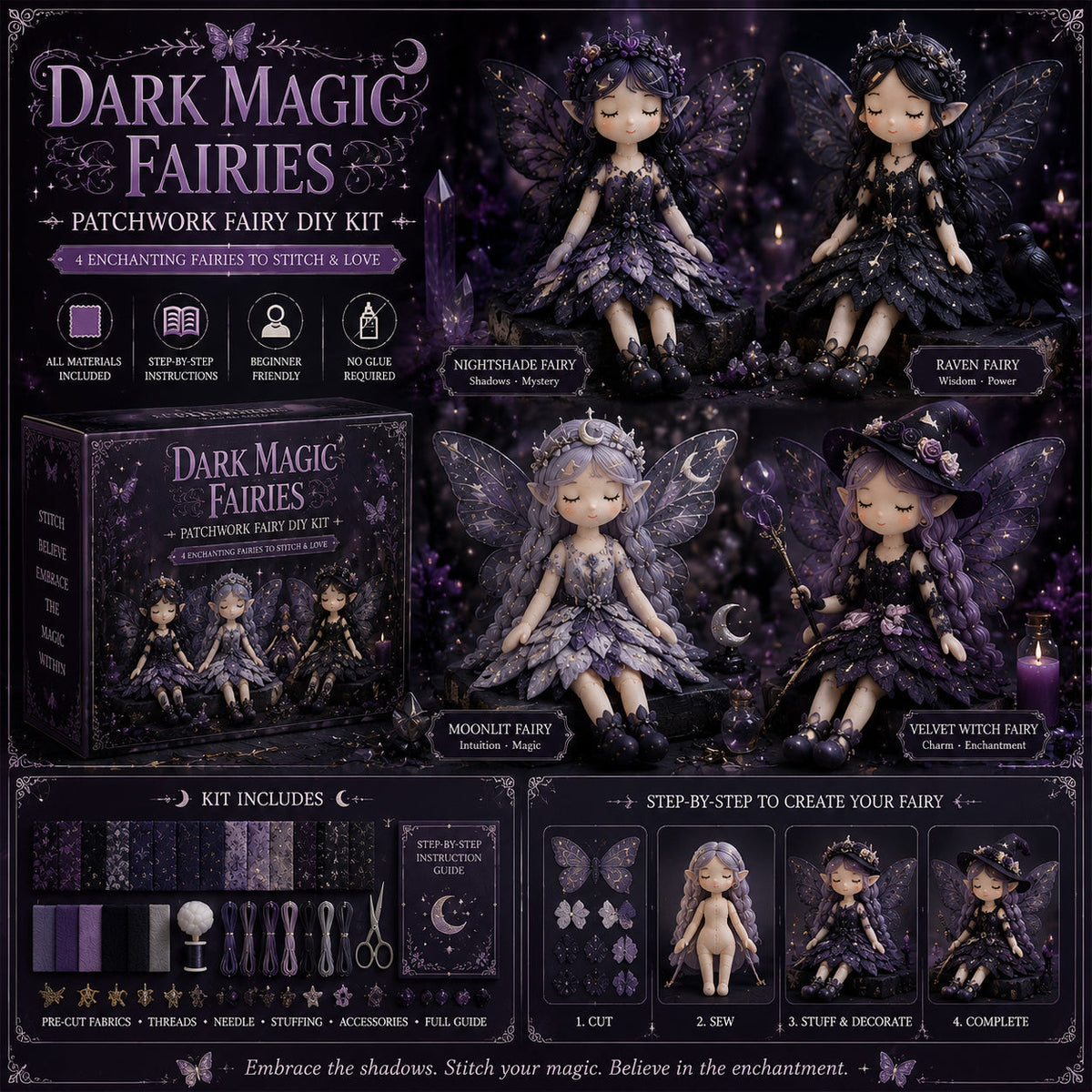 FairyStitch – Patchwork DIY Craft Collection – Dark Magic Fairies / Buy 1