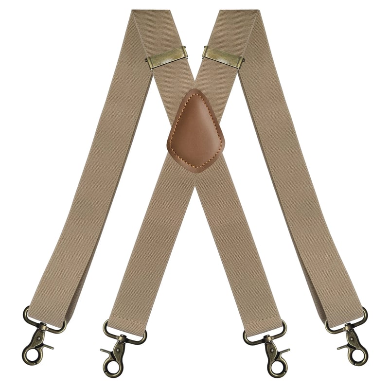 GentleHold – Premium Leather Suspenders for Men – Beige