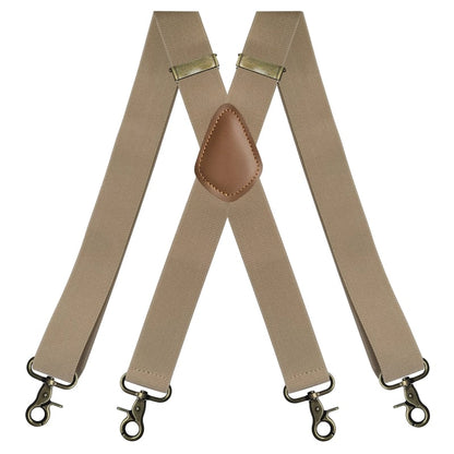 GentleHold – Premium Leather Suspenders for Men – Beige