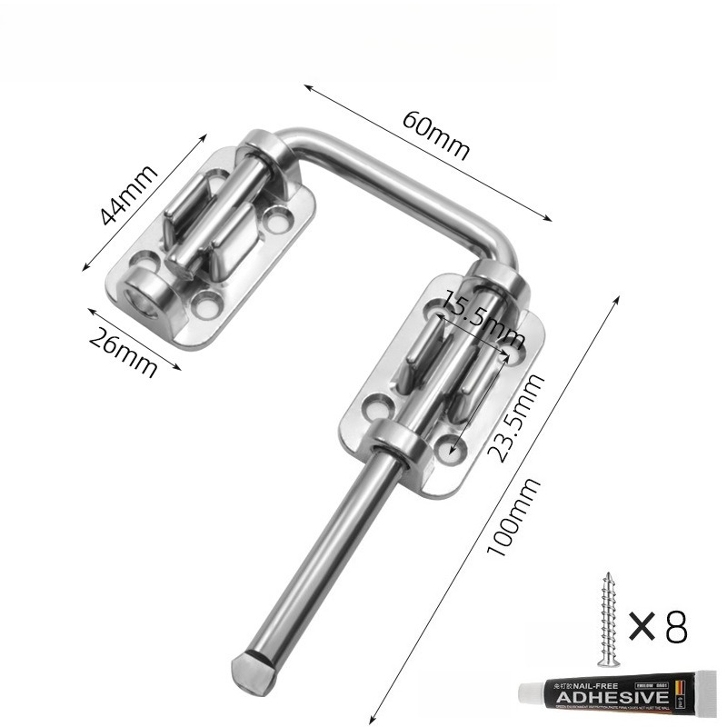 SafeSlide – Easy Lock Door Latch System – Silver / No-Drill Adhesive