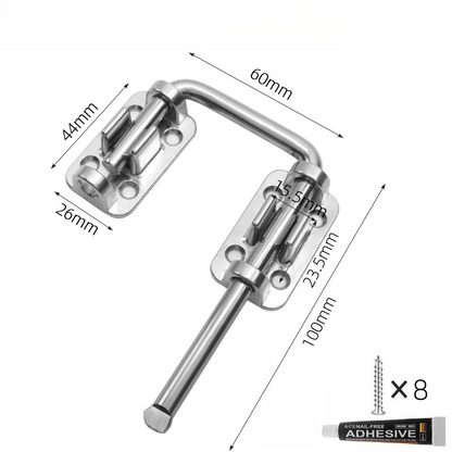 SafeSlide – Easy Lock Door Latch System – Silver / No-Drill Adhesive