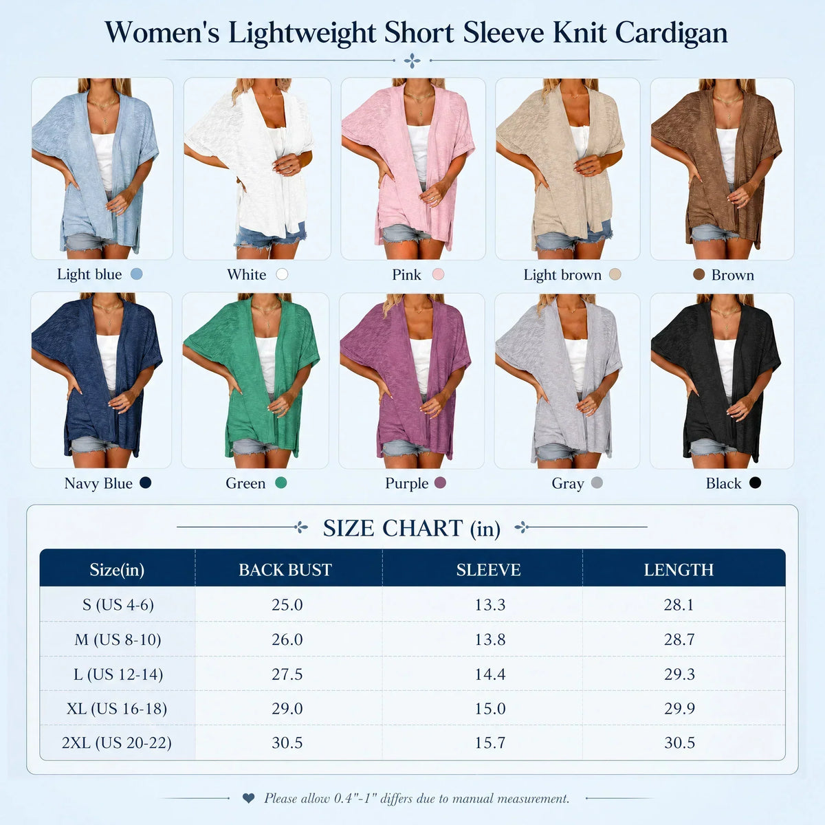 AirKnit – Lightweight Short Sleeve Cardigan – Navy Blue