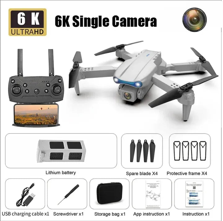 2026 New Professional Drone | 4K Camera | 5G | 3-Axis Gimbal | 360° Obstacle Avoidance Technology – GRAY / 1 Battery