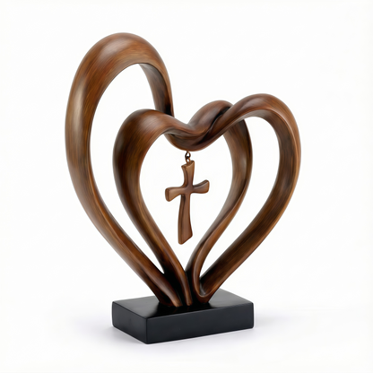Marriage Takes Three – Entwined Heart & Cross Christian Wedding Sculpture – image 5