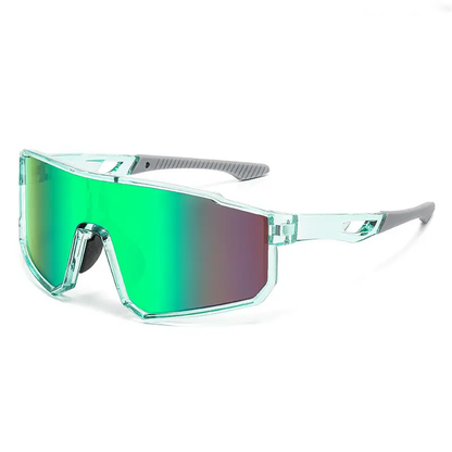 VisionForce – Colorful Mirrored Cycling Sports Eyewear – Transparent Green