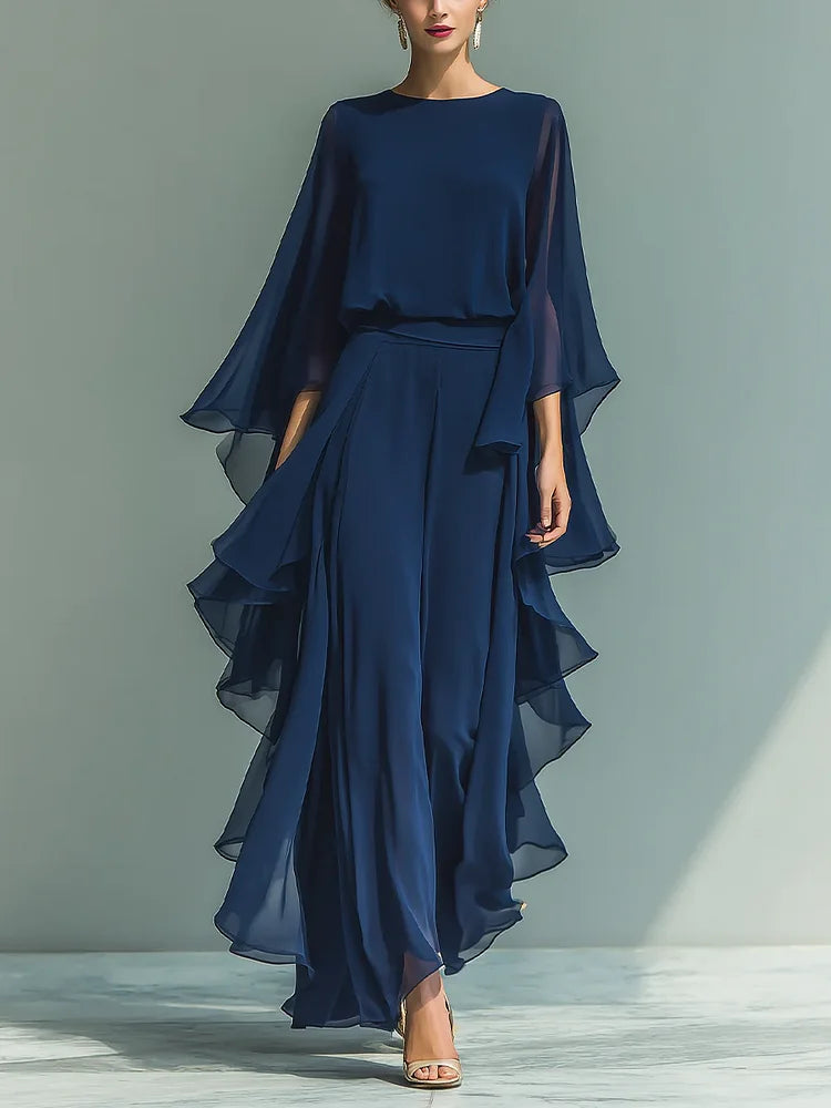 GraceLuxe – Elegant Chiffon Outfit Pants Set – image 3