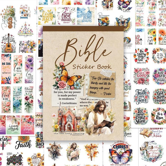 FaithGlow - Inspirational Bible Sticker Set – Jesus Themed Sticker Book (353pcs)