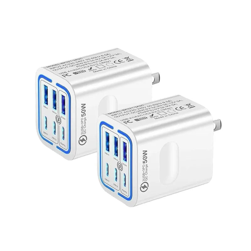 QuickPulse – Multi Port Fast Charger – US Plug, White * 2