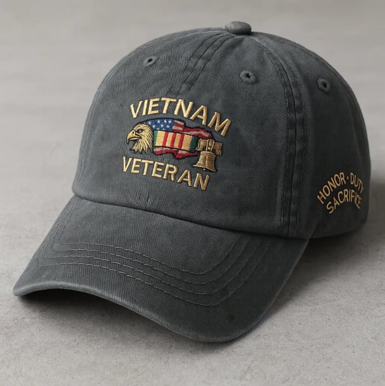 PatriotEagle – Patriotic Honor Dad Hat – Gray / One Size Fits Most (Circumference 22 1/8"- Circumference 24 1/8")