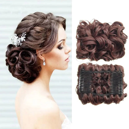 CurlNest – Messy Bun for Everyday Chic Looks – Dark Auburn