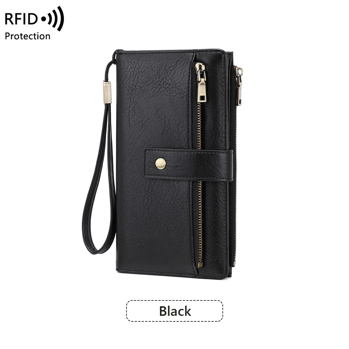 LunaVault – RFID Blocking Elegant Long Wallet – Black