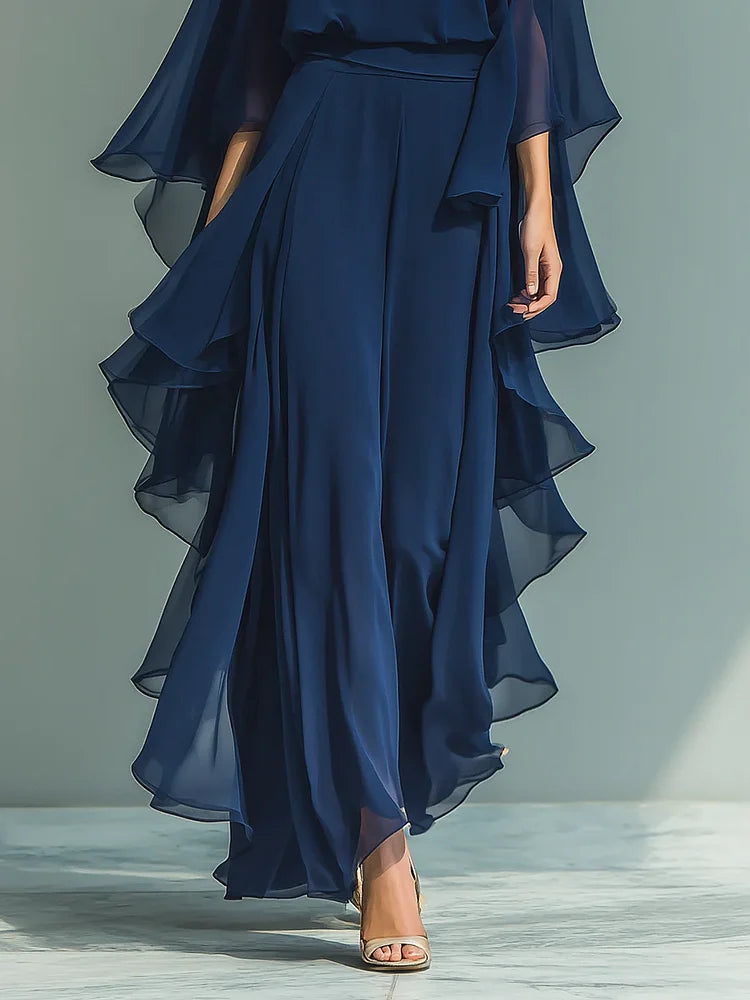 GraceLuxe – Elegant Chiffon Outfit Pants Set – image 6