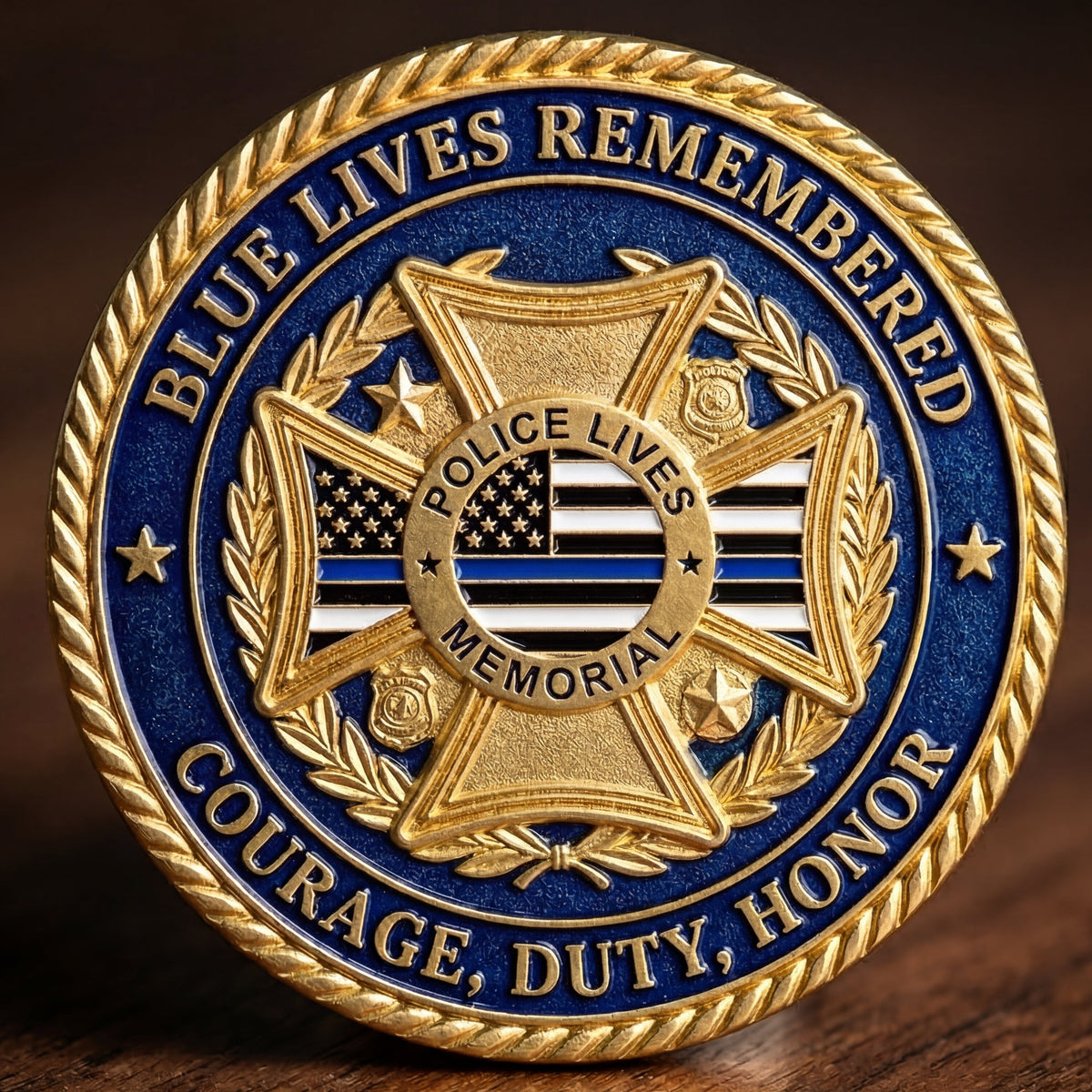 ValorBadge - Police Memorial Challenge Coin – Blue Lives Remembered – image 2