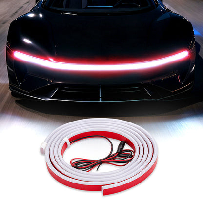 GlowRunner – Dynamic LED Hood Strip – 150 cm/50.1 inches (applicable to general vehicles) / Red (Constant light version)