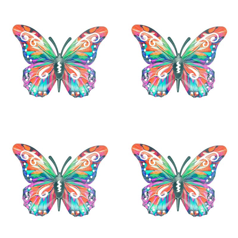 Butteriva – Metal Butterfly Wall Art – 4x Orange Butterflies / Stater Pack