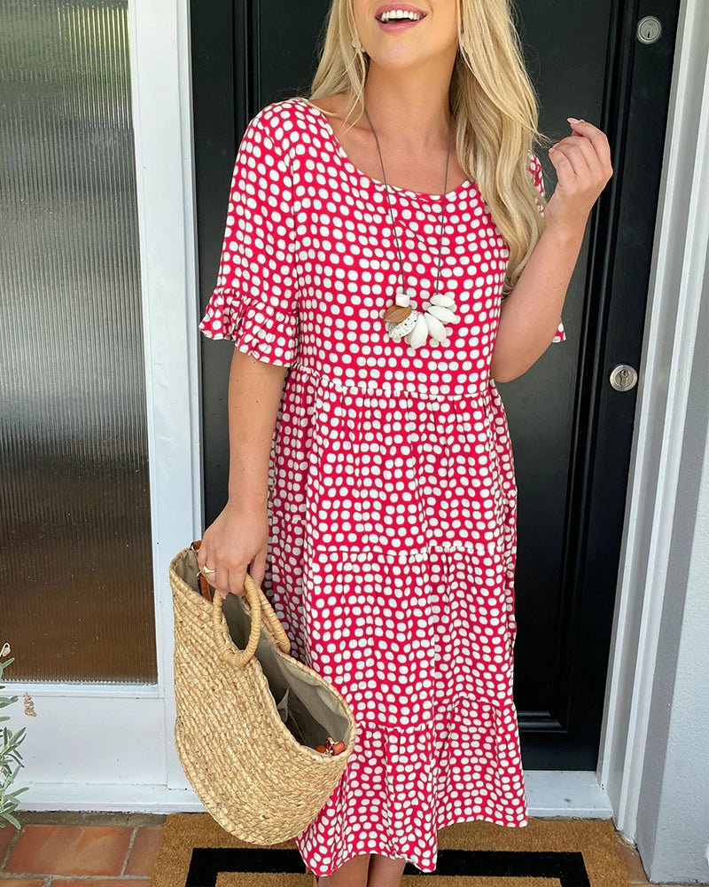 EveCharm – Polka Dot Round Neck Midi Dress – image 17