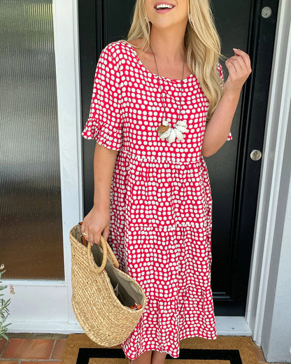 EveCharm – Polka Dot Round Neck Midi Dress – image 17