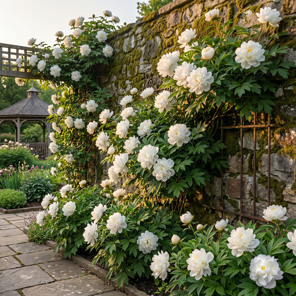 Rare Climbing Peony BulbsBig Full Blooms, Cold Hardy Perennial, Easy to Grow Garden Favorite – Snow Princess / 5 Bulbs
