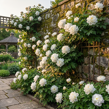 Rare Climbing Peony BulbsBig Full Blooms, Cold Hardy Perennial, Easy to Grow Garden Favorite – Snow Princess / 5 Bulbs