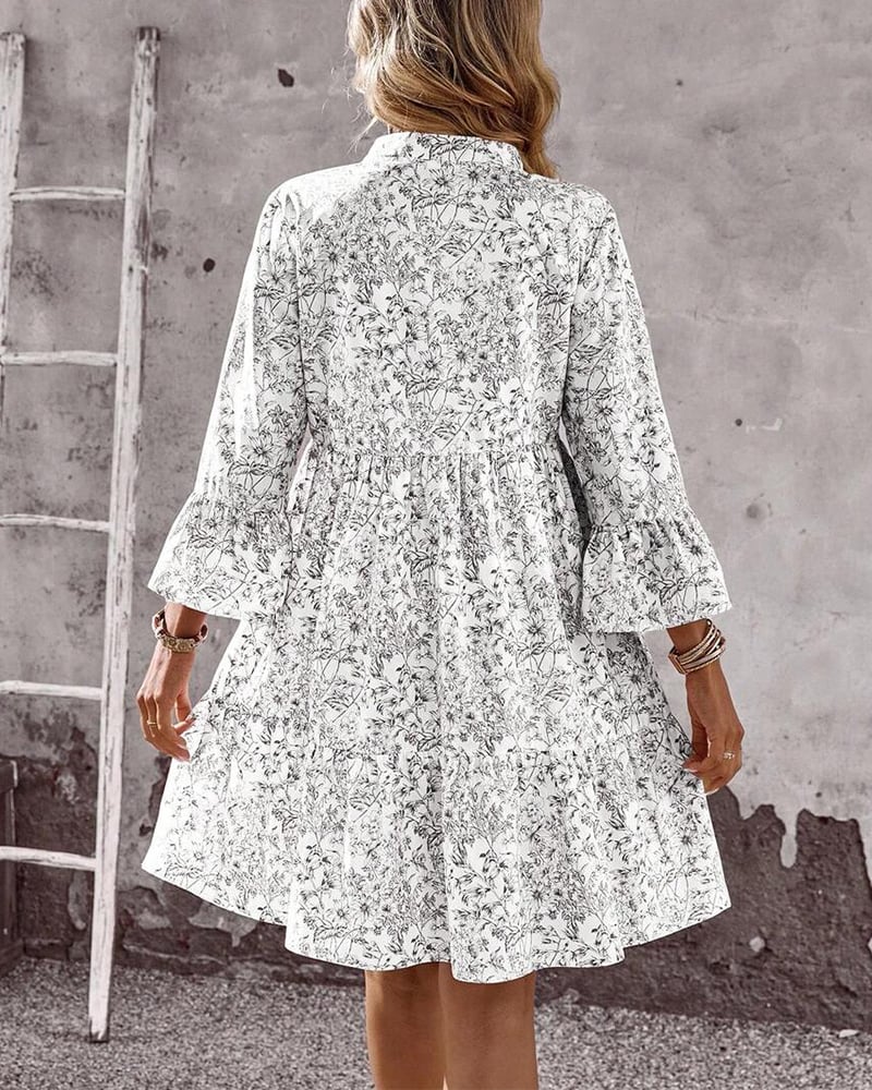 BloomLayer – Floral Tiered V-Neck Dress – image 8