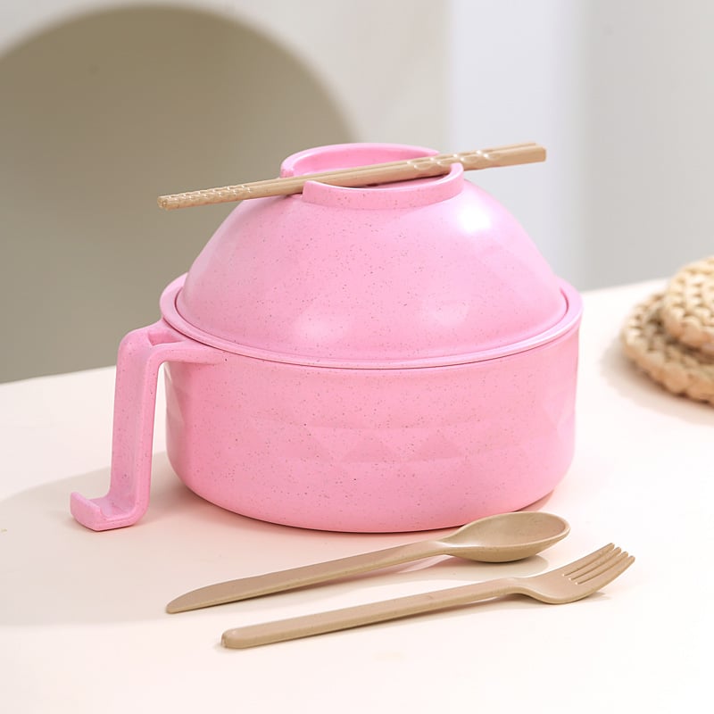 LunchNest – Durable Instant Noodle Bowl Set – Pink
