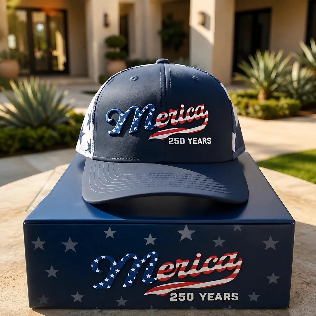 MericaForge – Merica 250 Years Embroidered Trucker Hat – Navy