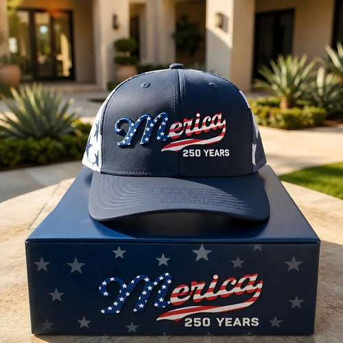 MericaForge – Merica 250 Years Embroidered Trucker Hat – Navy
