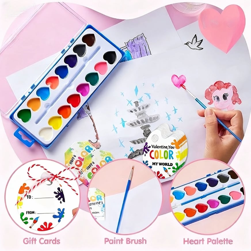 2026 Mini Watercolor Paint Set for Valentine's Day | Romantic Art Gift – image 3