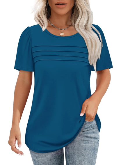 AirSilk – Lightweight Pleated Fashion Tee – Lake Blue / S