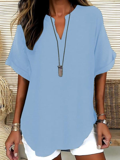 GraceFit – Elegant Comfort Blouse – Light Wash / S（4-6）