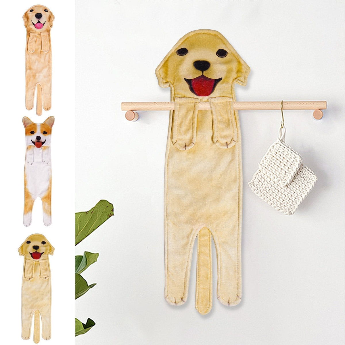 PurrfectlyClean – Humorous Cat Print Hand Towels – Golden Retriever Puppy