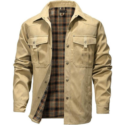 VistaWork – Versatile Flannel-Lined Utility Shacket – Khaki / S
