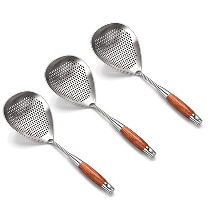 ChefWood – Wooden Handle Stainless Steel Skimmer – 3 PCS(Save $10)