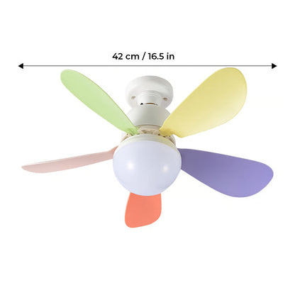 BreezeGlow – Socket Ceiling Fan with Adjustable LED Lighting – 30W 16.5" Round | Colorful 5 blades
