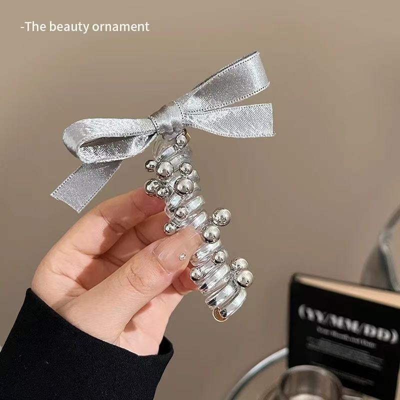 CoilLuxe – Premium Spiral Hair Ties Pack – Silver Butterfly