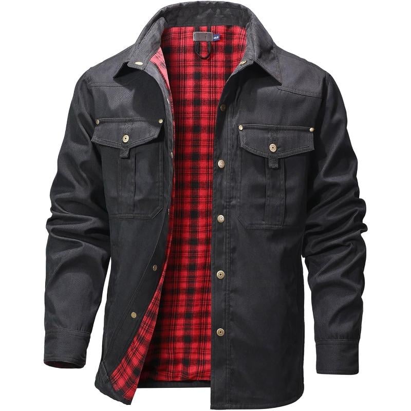 VistaWork – Versatile Flannel-Lined Utility Shacket – Black / S